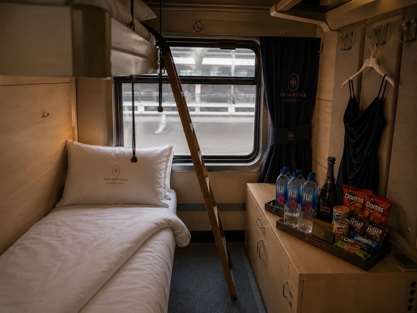 Heritage Suite — bunk beds, window and refreshment tray